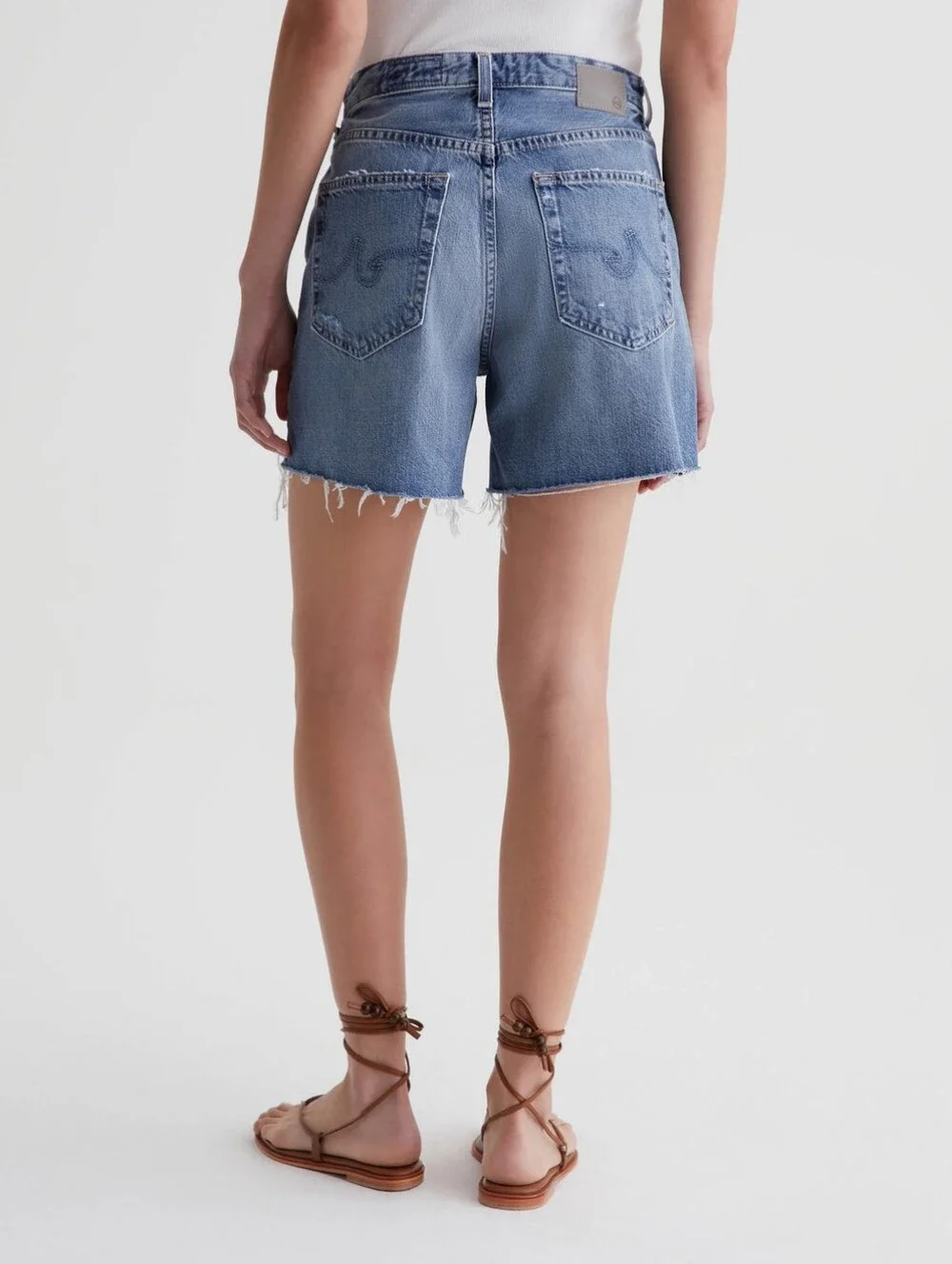 AG Jeans Myth Clove High-Rise Baggy Fit Button Fly Cut Off Shorts Size 25